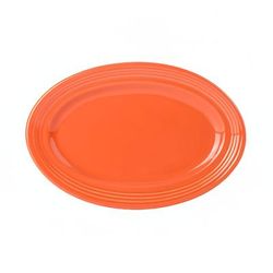 Tuxton CPH-096 9 3/4" x 6 1/2" Oval Platter - China, Papaya, Orange, 2 Dozen