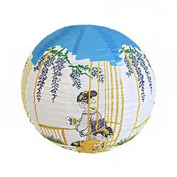 Thunder Group HL36-2 16" Round Japanese "Samurai Painting" Cochin Lantern - Paper, White