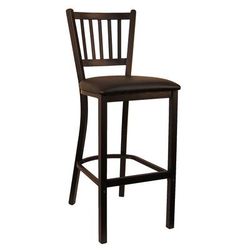 H&D Commercial Seating 6199B BKV Bar Stool w/ Vertical Back & Black Vinyl Seat, Black Metal