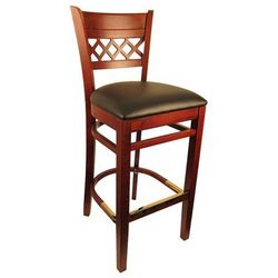 H&D Commercial Seating 8230B DM/BKV Bar Stool w/ Lattice Back & Black Vinyl Seat, Dark Mahogany