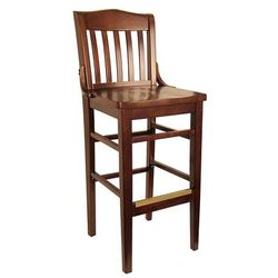 H&D Commercial Seating 8235B Bar Stool w/ Vertical Back & Solid Wood Seat, Dark Walnut