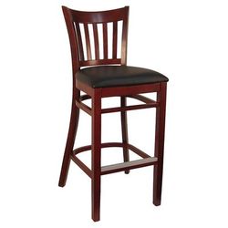 H&D Commercial Seating 8642B DM/BKV Bar Stool w/ Vertical Back & Black Vinyl Seat, Dark Mahogany