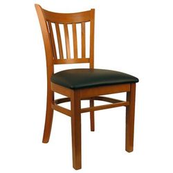 H&D Commercial Seating 8642 WC/BKV Dining Chair w/ Vertical Slat Back & Black Vinyl Seat - Wild Cherry Frame, Vertical Back