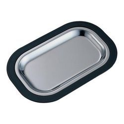 Service Ideas Rectangular Platter Set - Small, Stainless Insert, Black/Silver, OT11BLC