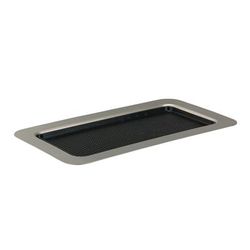 Service Ideas TR137RI Rectangular Non Slip Tray - 13 1/2" x 7 1/2", Brushed Stainless, Silver