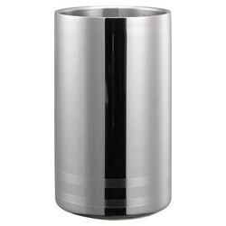 Service Ideas WC2LBPS 7 3/4" Double Walled Wine Chiller - Stainless Steel, Brushed Finish w/ Polished Bands, Silver