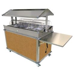 Cadco CBC-GG-4-L1 MobileServ 85 1/4" Hot Food Table w/ (4) Wells & Enclosed Base, 120v, Brown