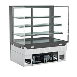 Structural Concepts NE6035RSV 59 3/4" Reveal Countertop Refrigerated Display Case - 4 Levels, Black, 110/120 V