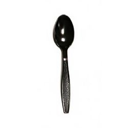 Empress E179002 (41754) Heavy Weight Disposable Teaspoons - Plastic, Black, Unwrapped