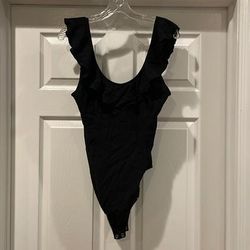 Free People Tops | Free People Ruffle Body Suit | Color: Black | Size: M