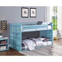 ACME Cargo Twin/Twin Bunk Bed, Aqua Finish (1Set/2Ctn) - Acme 37810