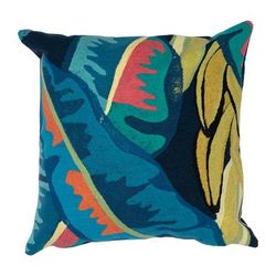 "Liora Manne Visions III Banana Plant Indoor/Outdoor Pillow Aqua 12" x 20" - Trans Ocean 7SC1S500504"