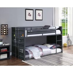 ACME Cargo Twin/Twin Bunk Bed, Gunmetal Finish (1Set/2Ctn) - Acme 37815