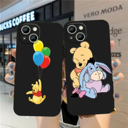 Coque de téléphone Winnie l'ourson et Dumbo en relief étui noir pour Apple iPhone 14 13 12 11 mini