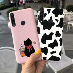 Étui pour Huawei Y6P Y7P 2020 couverture mignon dessin animé chat vache peint téléphone couverture