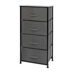 Flash Furniture WX-5L203-X-BK-GR-GG 17 3/4"W Storage Organizer w/ 4 Dark Gray Fabric Drawers, Black Cast Iron Frame