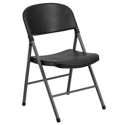 Flash Furniture DAD-YCD-50-GG Folding Chair w/ Black Plastic Back & Seat - Steel Frame, Charcoal, 330-lb. Capacity