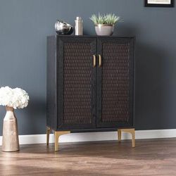 Rolliston Two-Door Bar Cabinet by SEI Furniture in Black