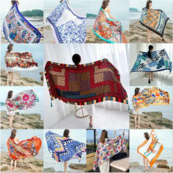 90x185cm processus d'impression sergé été Soins du soleil robe de plage Bikini Sarong Wrap écharpe femmes maillot de bain brésilien couverture de bain