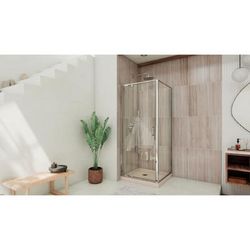 Dreamline DreamLine Flex 32 inch D x 32 inch W x 74 3/4 inch H Semi-Frameless Pivot Clear Shower Enclosure in Chrome with Corner Drain Biscuit Shower Base Kit DL-6714-22-01CL