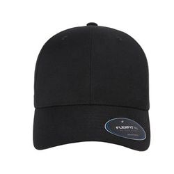 Yupoong 6110NU Flexfit Nu Adjustable Cap in Black | Polyester/Rayon/Spandex