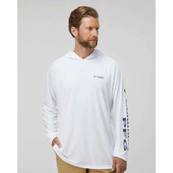 Columbia 153617 PFG Terminal Tackle Hooded Long Sleeve T-Shirt in White/Nightshade size XL
