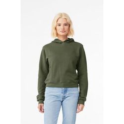 Bella + Canvas 7519 Women's Classic Pullover Hooded Sweatshirt in Military Green size 2XL | Cotton/Polyester Blend