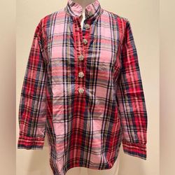 J. Crew Tops | Jcrew Pink Tartan Tunic With Jewel Buttons | Color: Pink/Red | Size: 4