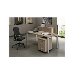 Bureau droit Eminence - L.140 x P.80 cm - Plateau Chêne - Pieds Aluminium