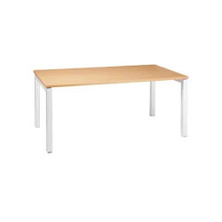 Bureau droit Eminence - L.140 x P.80 cm - Plateau Hêtre - Pieds Blanc