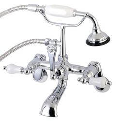 Kingston Brass AE56T1 Aqua Vintage Wall Mount Tub Faucet with Hand Shower, Polished Chrome - Kingston Brass AE56T1