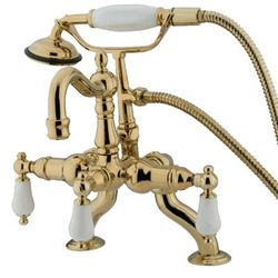 Kingston Brass CC2011T2 Vintage Clawfoot Tub Faucet with Hand Shower, Polished Brass - Kingston Brass CC2011T2