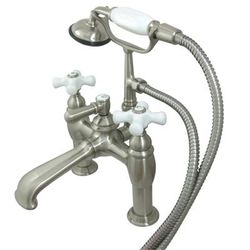 Kingston Brass CC611T8 Vintage 7-Inch Deck Mount Tub Faucet with Hand Shower, Brushed Nickel - Kingston Brass CC611T8
