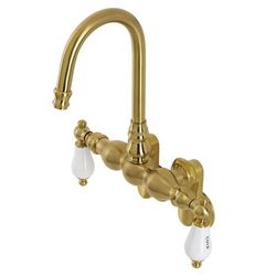 Kingston Brass AE85T7 Aqua Vintage Adjustable Center Wall Mount Tub Faucet, Brushed Brass - Kingston Brass AE85T7