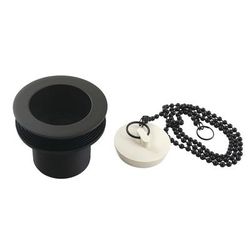 "Kingston Brass DSP17MB 1-1/2" Chain and Stopper Tub Drain with 1-3/4" Body Thread, Matte Black - Kingston Brass DSP17MB"