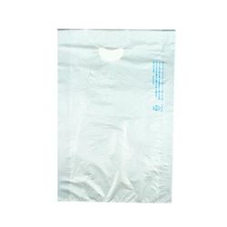 LK Packaging CH21SE Merchandise Bag w/ Handle - 13" x 21", 0.7 mil HDPE, Silver, White, Case of 500