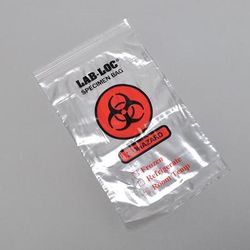 LK Packaging F21215SNR Seal-N-Rip Specimen Transfer Bag w/ Zipper Seal - 12" x 15", LDPE, Clear w/ Print