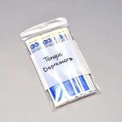 LK Packaging F40305W Zipper Seal Top Bag w/ Write-On Block - 5"L x 3"W, 4 mil LDPE, Clear