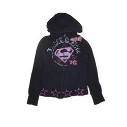 Superman Zip Up Hoodie: Blue Tops - Kids Girl's Size Small