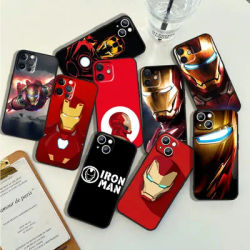 Coque de téléphone avec logo Marvel Iron Man coque en silicone noire Apple iPhone 14 13 12 11 Pro