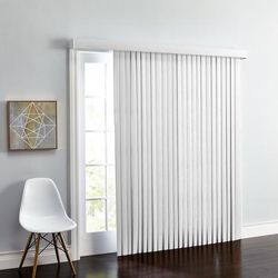 Embossed Vertical Privacy Slat Blinds by BrylaneHome in White (Size 104"W 84" L) 3.5 inch Slats Window Privacy Reversible