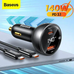 BASEUS – chargeur de voiture 140W PD 3.1 Charge rapide QC 3.0 pour MacBook Pro USB Type C pour