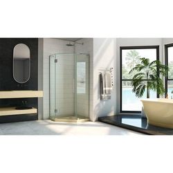 Dreamline DreamLine Prism Plus 40 inch D x 40 inch W x 74 3/4 inch H Frameless Neo-Angle Hinged Shower Enclosure in Chrome with Biscuit Shower Base Kit DL-6062-22-01