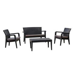 Alaska 4 Piece Seating Set with Cushions-Anthracite - Hospitality Rattan RBO-ALASKA-ANT-4PC-CUSH