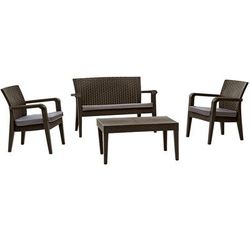 Alaska 4 Piece Seating Set with Cushions-Brown - Hospitality Rattan RBO-ALASKA-BRW-4PC-CUSH