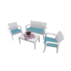 Alaska 4 Piece Seating Set with Cushions-White - Hospitality Rattan RBO-ALASKA-WHT-4PC-CUSH-TEA