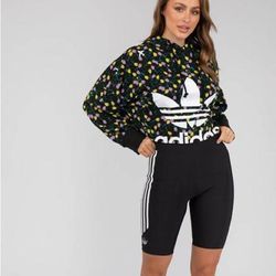 Adidas Tops | Adidas Cropped Hoodie | Color: Black/Yellow | Size: M