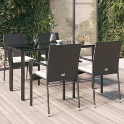 vidaXL Set da Pranzo da Giardino 5 pz Nero con Cuscini in Polyrattan