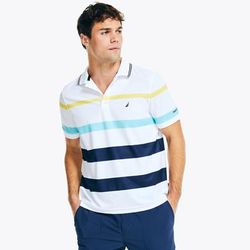 Nautica Men's Navtech Sustainably Crafted Classic Fit Striped Polo Bright White, XS