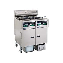 Pitco SELV14TX-C/FD Commercial Electric Fryer - (2) 15 lb Vats, Floor Model, 240v/3ph, Stainless Steel